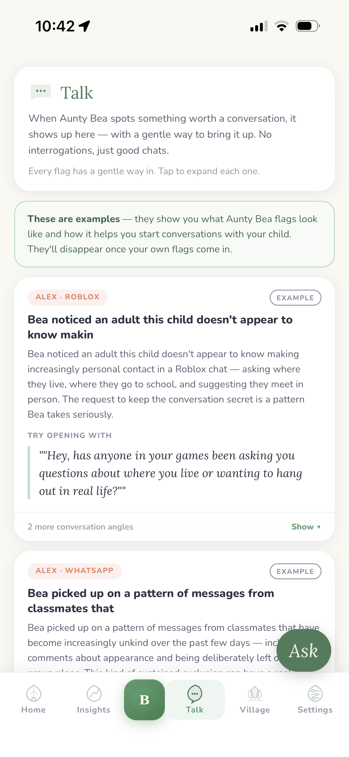 Flag card closed view